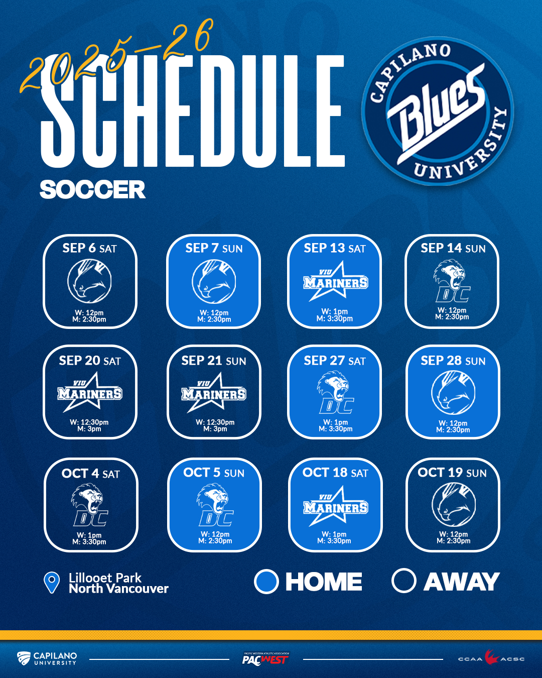 2025 Soccer Schedule