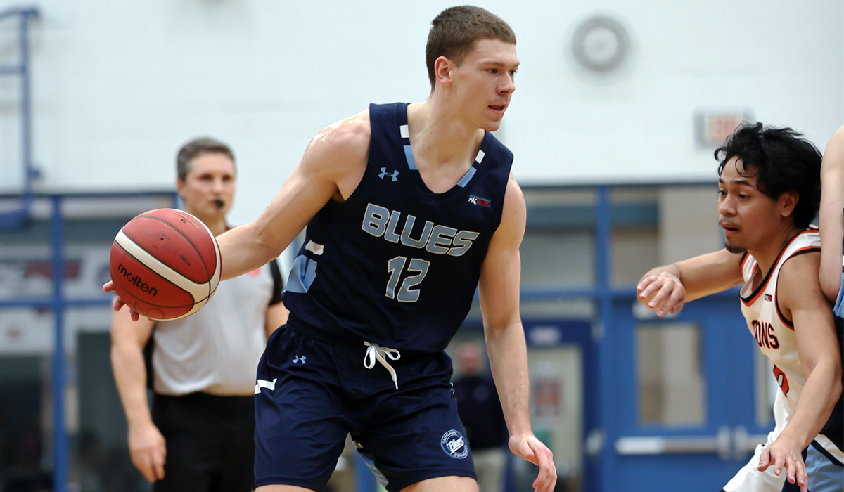 Kash Lang helped Capilano to two wins at Okanagan College Feb. 14-15 with a 34-point, 15-rebound weekend. (Chris Raeside/Blues Athletics)