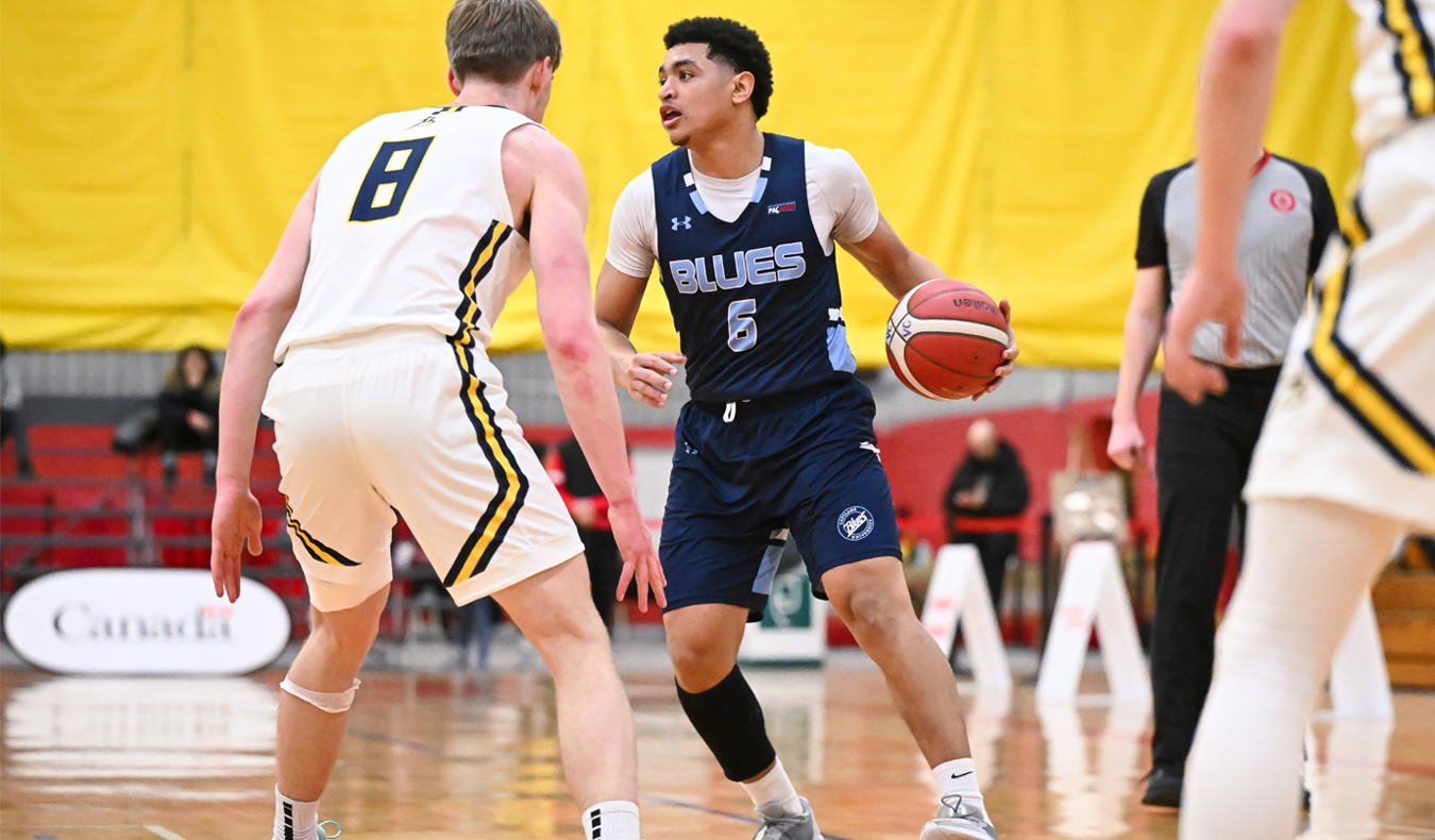 Ahmad Athman (6) and the Capilano Blues closed the gap late but couldn't catch Briercrest College in the CCAA bronze quarter-final.