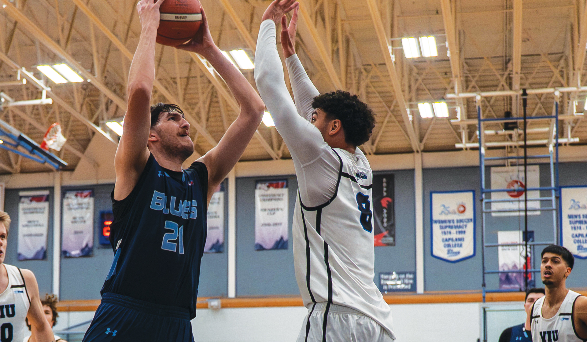 Zach Klim posted monster back-to-back double-doubles as Capilano took both ends of a weekend doubleheader at Columbia Bible College.
