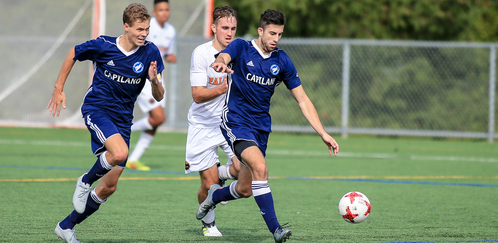 Keith Jackson (left) and Nicolas Morello (right) on September 10, 2017 against Langara. Photo Paul Yates / Vancouver Sports Pictures