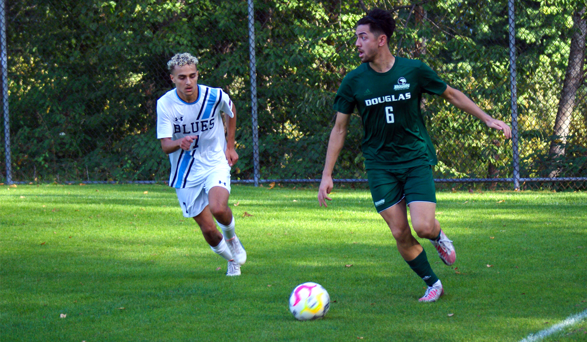 Capilano's Sebastian Cirotto pursues the ball in action Saturday, Sept. 16 against Douglas College.