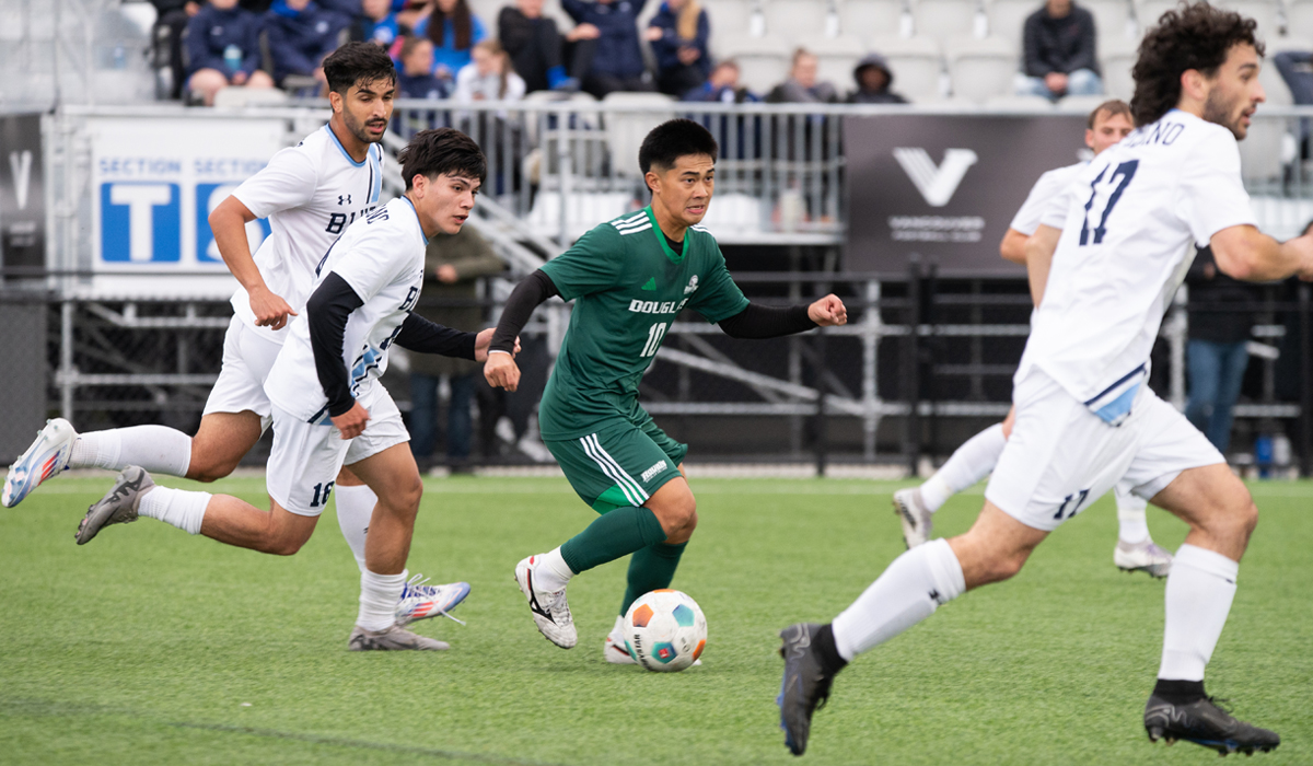 The Capilano Blues sustained a 3-0 setback to Douglas College in the PACWEST provincial semifinal Saturday. (Caitlyn MacDonald photo)