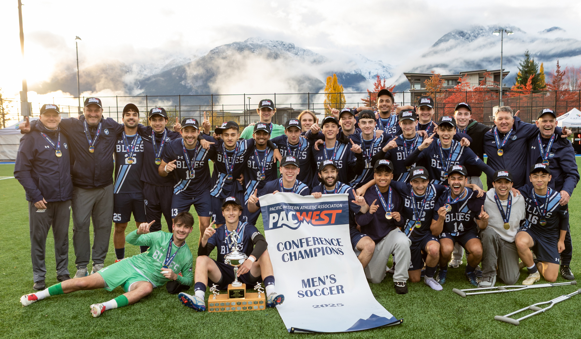 The Capilano Blues are champions of PACWEST men's soccer after a 2-1 win Sunday, Oct. 26 over the Langara Falcons.