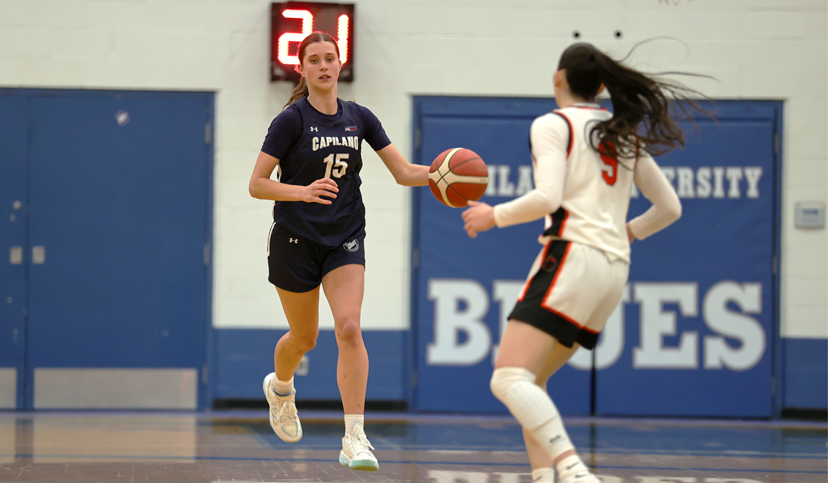 Mia Parkin was one of the Blues starters who played major minutes over the weekend as Capilano dropped both games on the road at Vancouver Island University. (Blues Athletics)