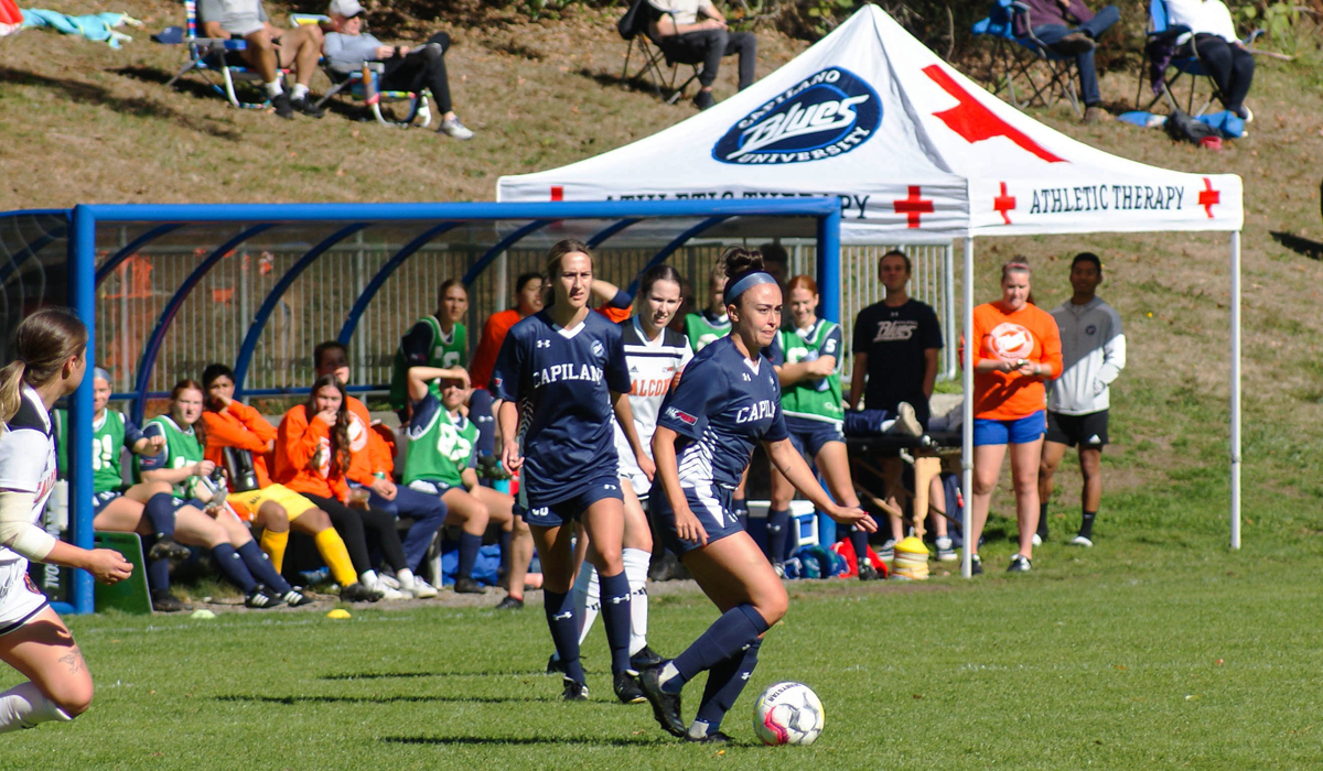 Aynsley Hurtado controls the ball Sunday Oct. 1 at Lillooet Park as part of a 2-2 draw against visiting Langara College.