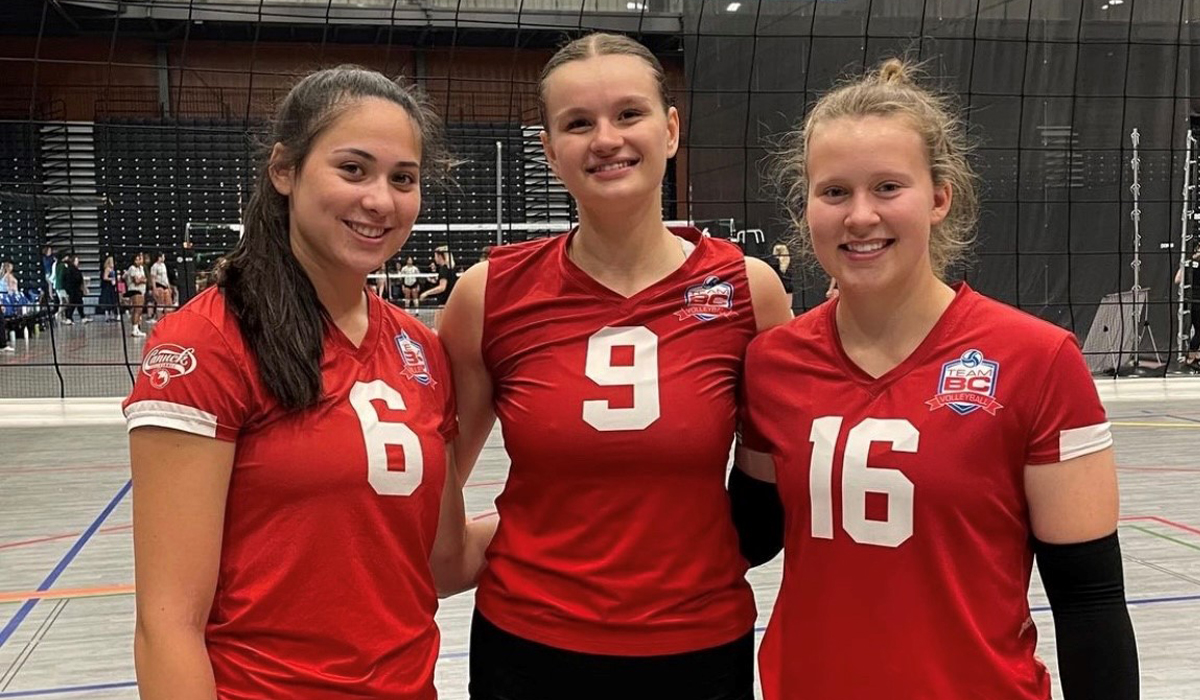 Anna Liniewski, middle, with teammates Ella Rohani and Jaime Hewlett at the Canada Cup.