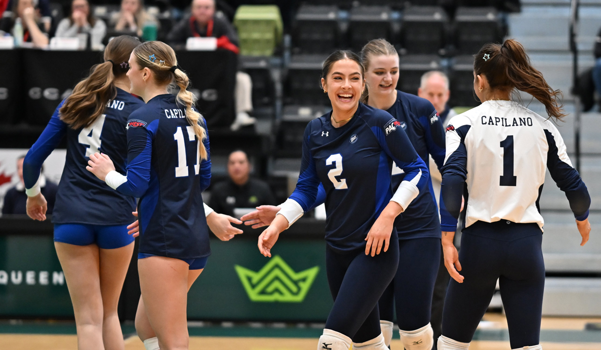 The Capilano Blues won the opening match in five sets over Collège Lionel-Groulx at the 2024 CCAA National Championship in Red Deer, Alta.
